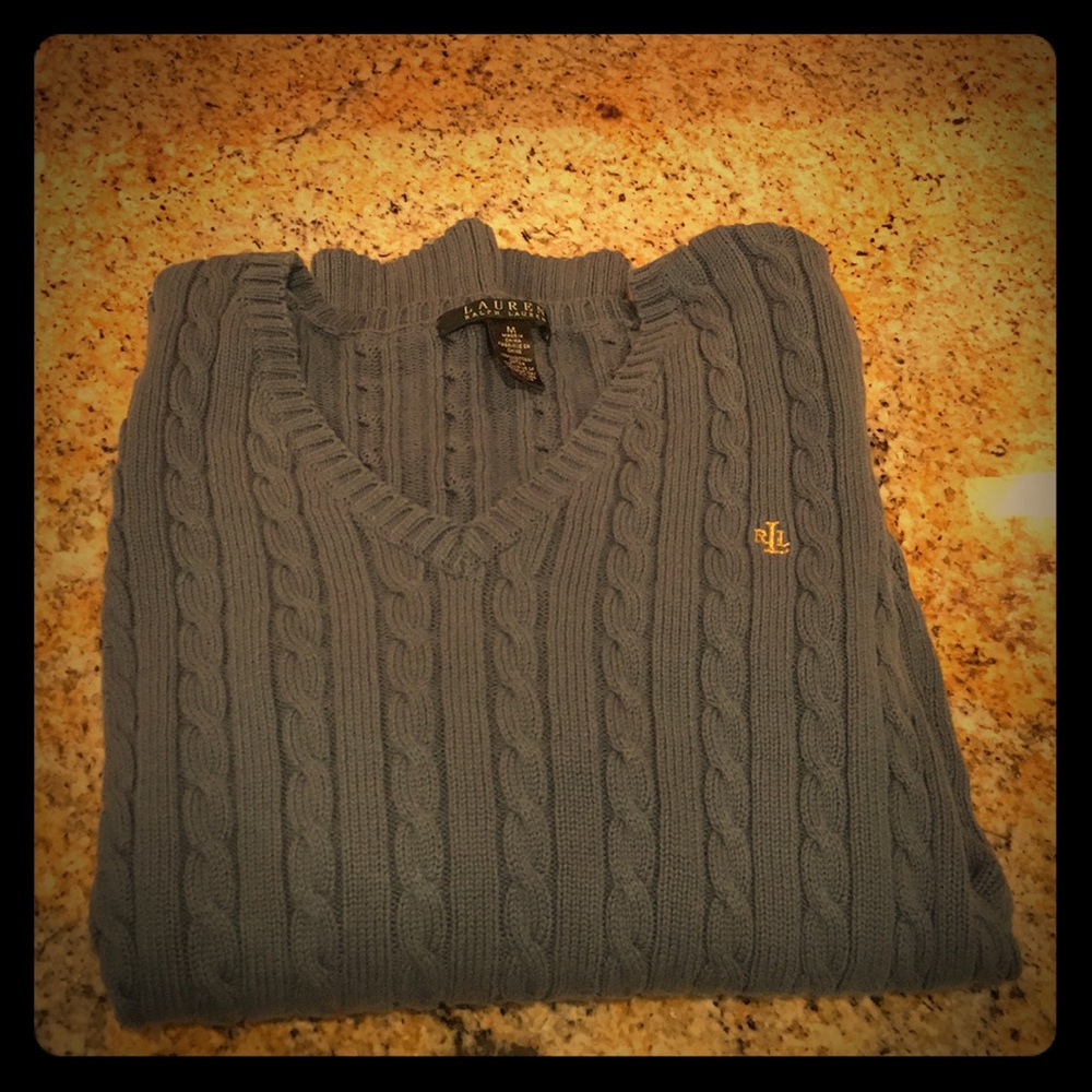 Ralph Lauren Blue V-Neck Knit Sweater